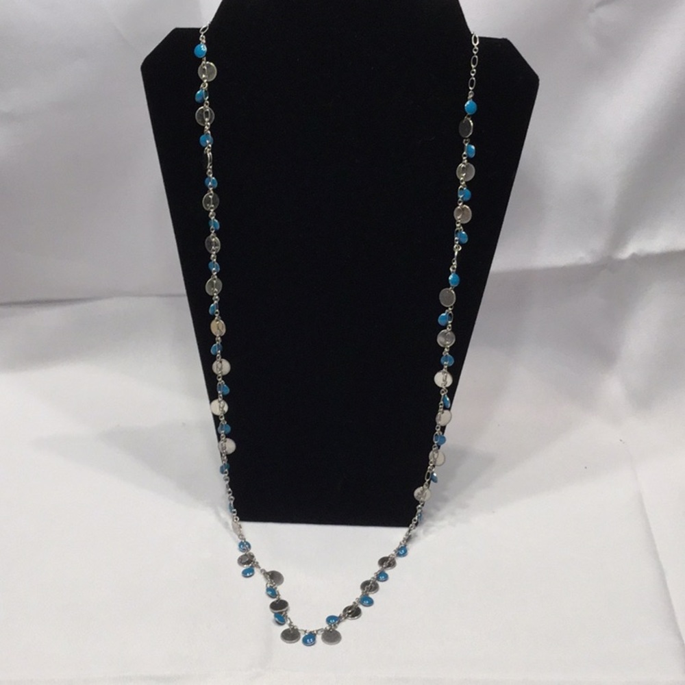 5/$25 Lia Sophia long turquoise blue and silver